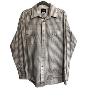 Wrangler Men's Black and White Checkered Shirt Size L, Pearl Snaps, 100% Cotton